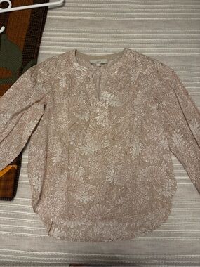 Loft Blush Floral Long Sleeve Blouse never worn